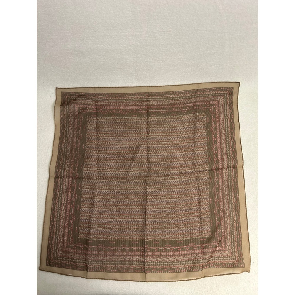 Vintage Aesthetic Womens OS Brown Pink‎ Geometric Square Neck Scarf 20in